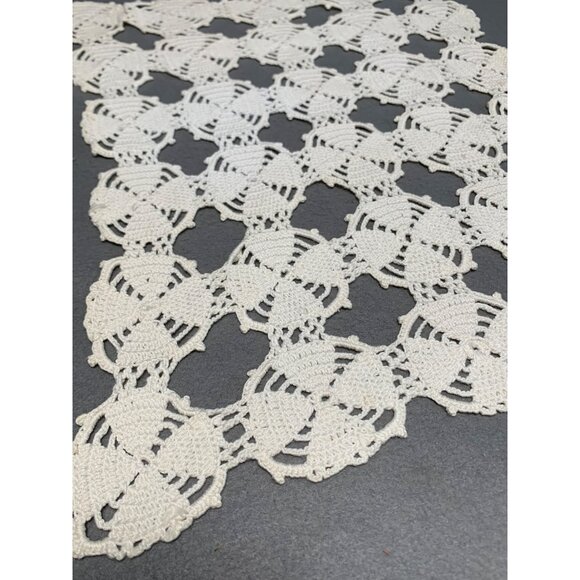 Handmade Vintage Cream Crochet Lace Doily 13x15 - Picture 2 of 6
